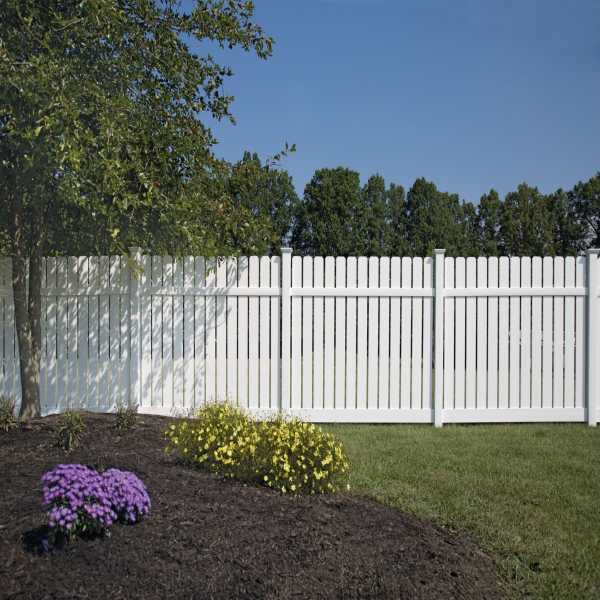 White Dog Ear Semi-Privacy Vinyl Fence